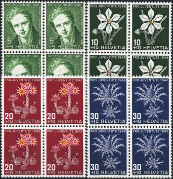 Stamps: J117-J120 - 1946 Portrait of R. Töpffer and pictures of alpine flowers