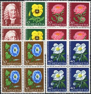 Stamps: J173-J177 - 1958 Portrait of Albrecht von Haller and flower paintings
