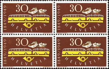 Timbres: 293.3.01 - 1949 100 ans La Poste Suisse