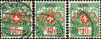 Thumb-1: PF11A-PF13A - 1927, Swiss coat of arms and alpine roses, white paper