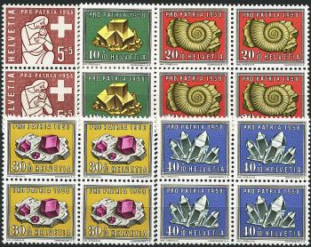 Stamps: B86-B90 - 1958 Symbol, minerals and fossils