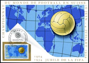 Timbres: 319 - 1954 Billets maximum Ouverture et finale de la Coupe du monde de football
