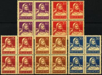 Stamps: 160z-184z - 1932 - 1933 Tell bust portrait, chamois fiber paper, ribbed