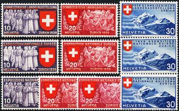Timbres: 219-227,226a - 1939 Exposition nationale suisse à Zurich