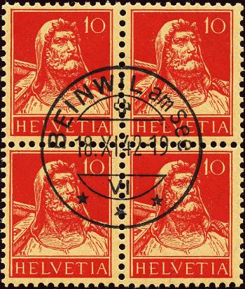 Stamps: 126I - 1914 Tell bust portrait, chamois fiber paper