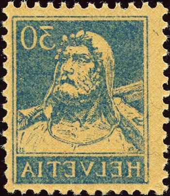 Stamps: 160.1.09 - 1924 Tell bust portrait, chamois fiber paper