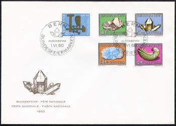 Briefmarken: B96-B100 - 1960 Mineralien und Versteinerungen, Symbole