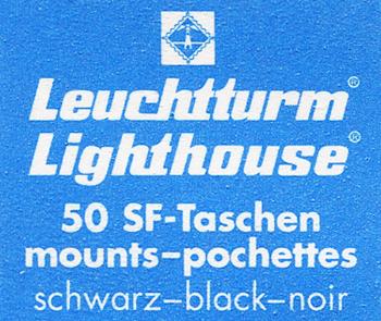 Thumb-1: 302088 - Leuchtturm SF-Taschen für Einzelmarken mit Doppelnaht, schwarz, 24x29mm
