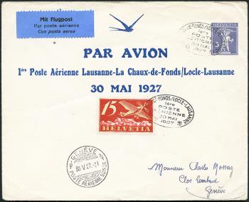 Francobolli: RF27.4 E.c. - 30. Mai 1927 Losanna-La Chaux-de-Fonds/Le Locle-Basel