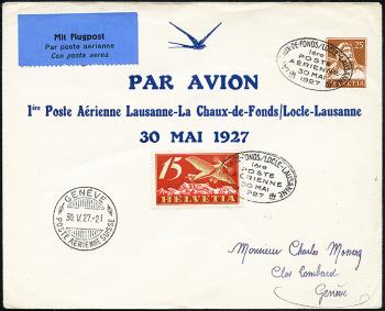 Timbres: RF27.4 H.c. - 30. Mai 1927 Lausanne-La Chaux-de-Fonds/Le Locle-Bâle