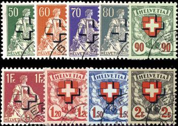 Briefmarken: BV37-BV45 - 1938 Helvetia mit Schwert und Wappenmuster