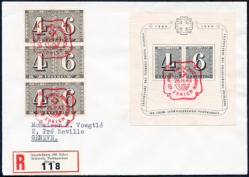 Thumb-1: W14 - 1943, Jubilee block 100 years of Swiss postal stamps