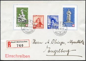 Stamps: B8-B11, J93-J96 - 1940 Federal celebration block I and Pro Juventute series