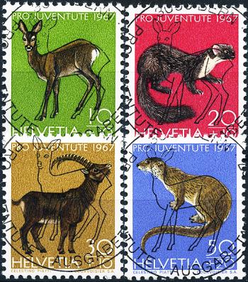 Stamps: J220-J223 - 1967 Pro Juventute, Native wildlife