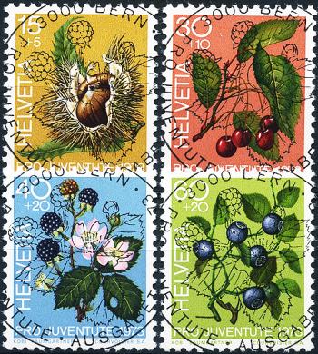 Briefmarken: J244-J247 - 1973 Pro Juventute, Früchte des Waldes