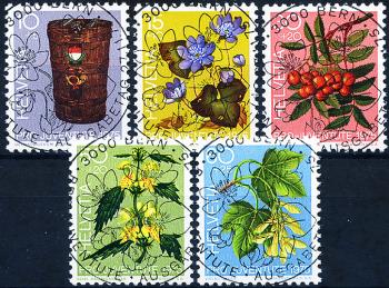 Francobolli: J252-J256 - 1975 Pro Juventute, Giornata del francobollo, Piante ornamentali del bosco